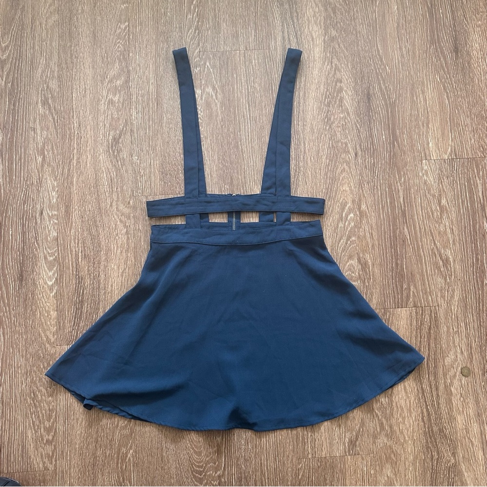 Navy blue shoulder strapped skirt